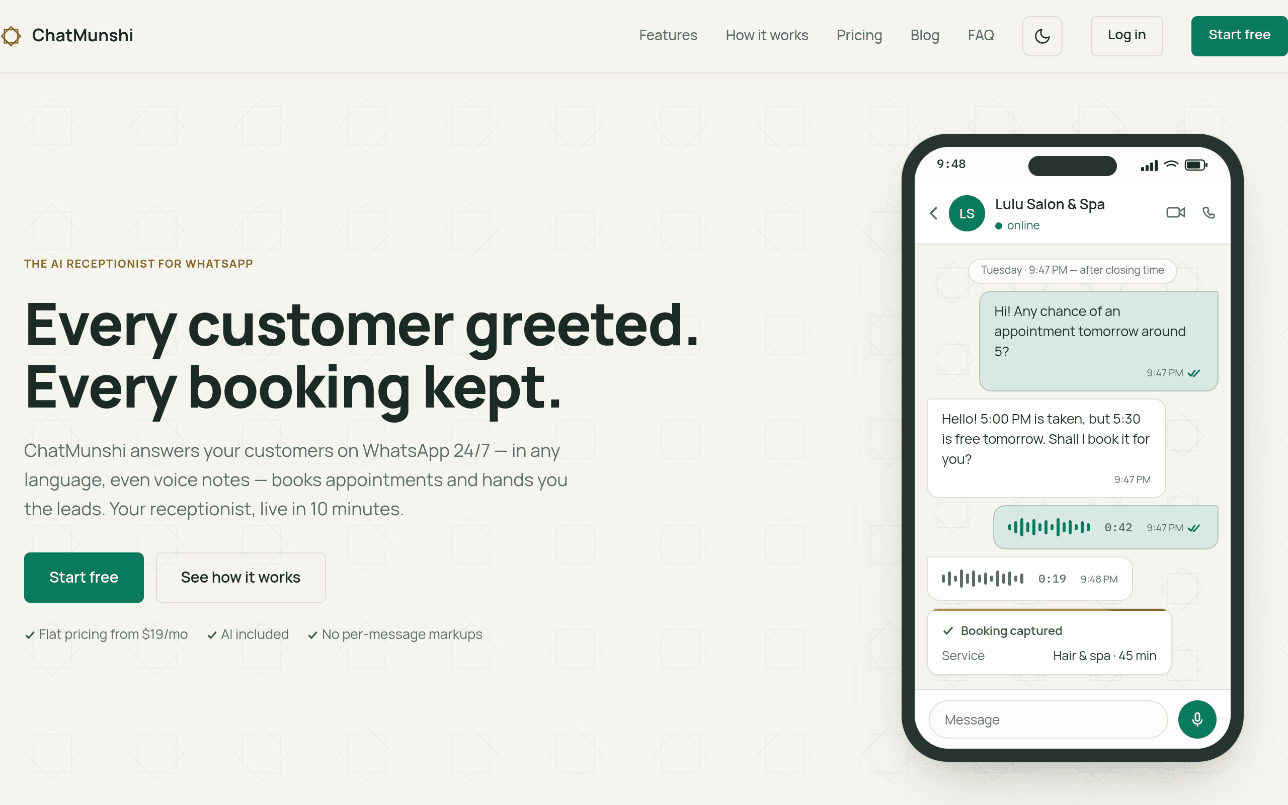 ChatMunshi — AI Receptionist for WhatsApp website built by Senithu Software Solutions